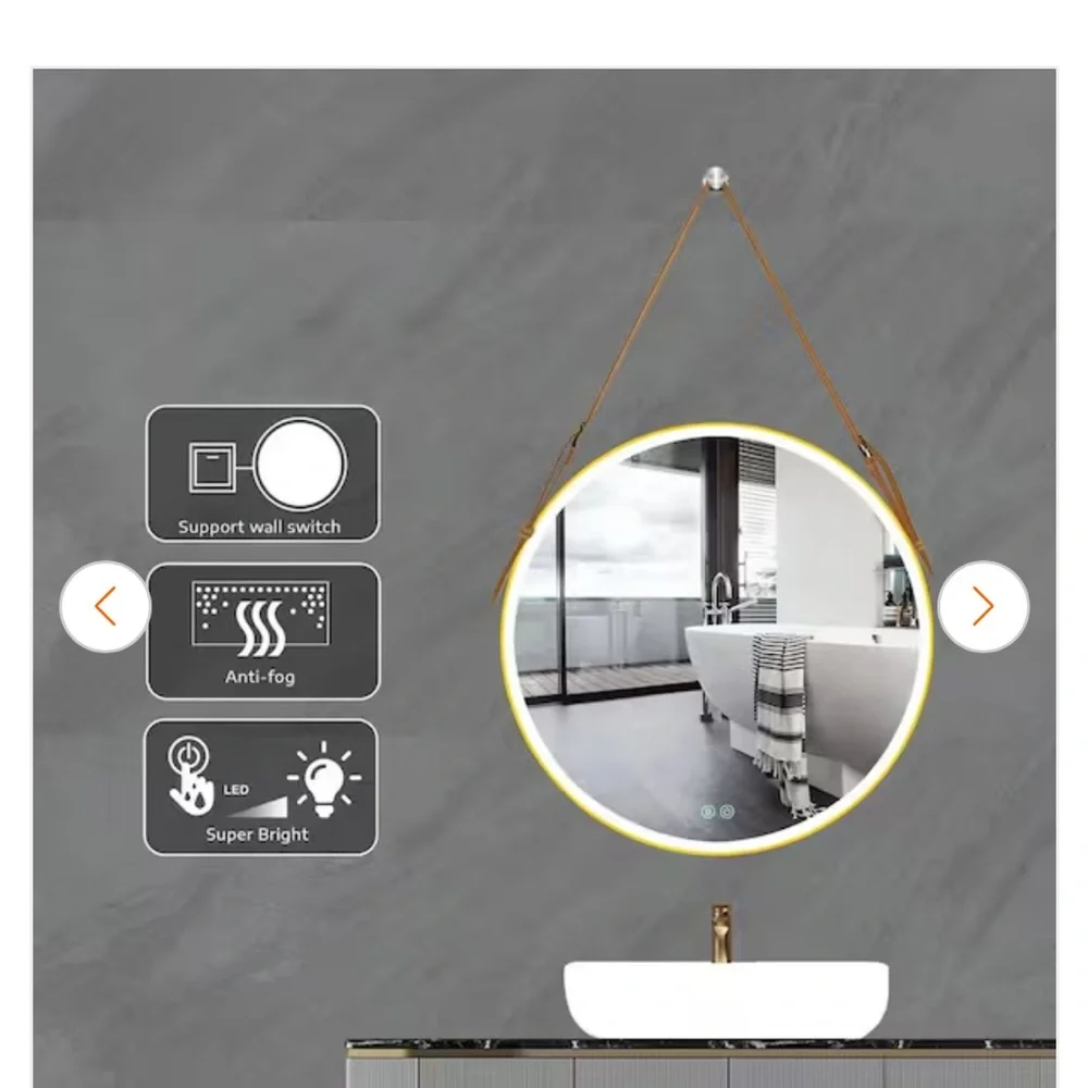 Round LED decorative bathroom mirror with anti-fog BRAND NEW